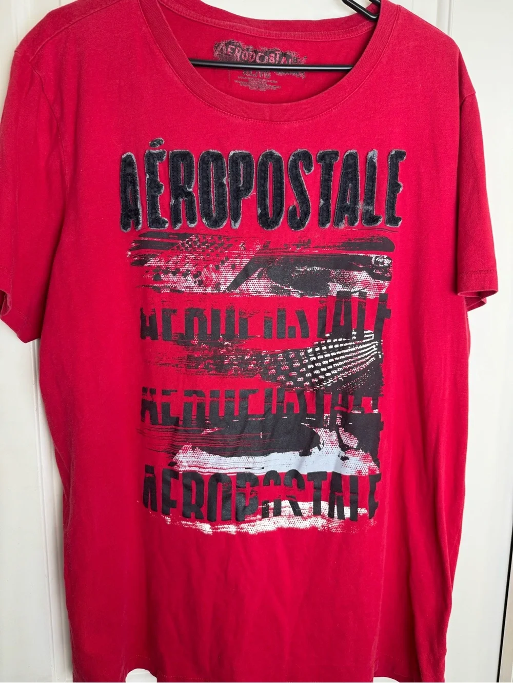 Aeropostale Men’s XL Red Distressed Graphic T-Shirt Single Stitch 2012